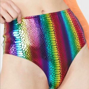 Rainbow metallic booty shorts